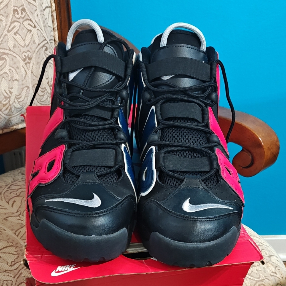 Nike Men's Scottie Pippin Uptempo Black, Red, and Blue Sneakers